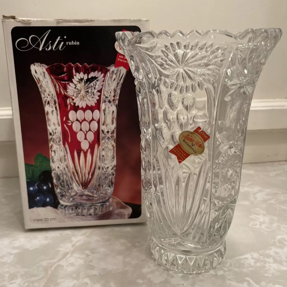 Vintage Anna Hutte Bleikristall Lead Crystal Vase Germany RARE Great Condition